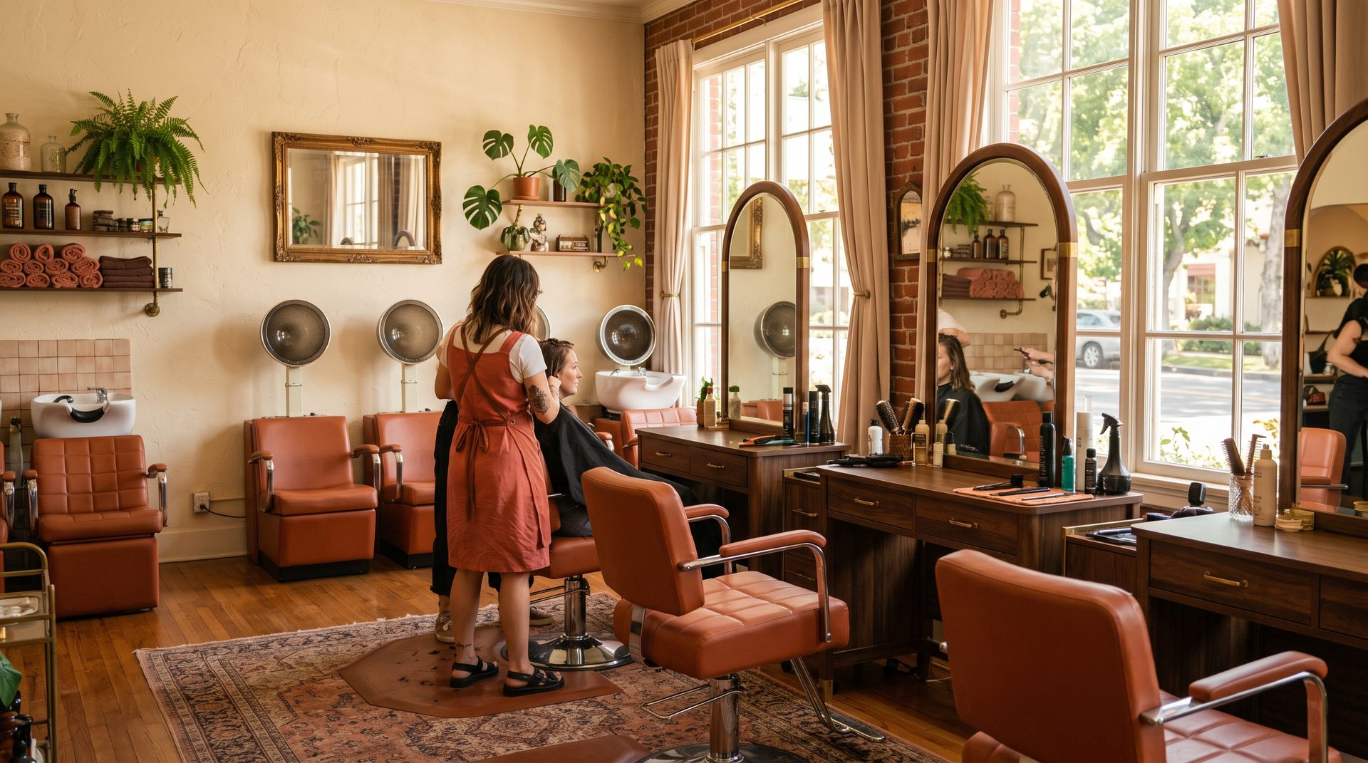 Warm retro interior of Foxy Lady Beauty Salon in Claremont